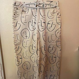 White face print pants
